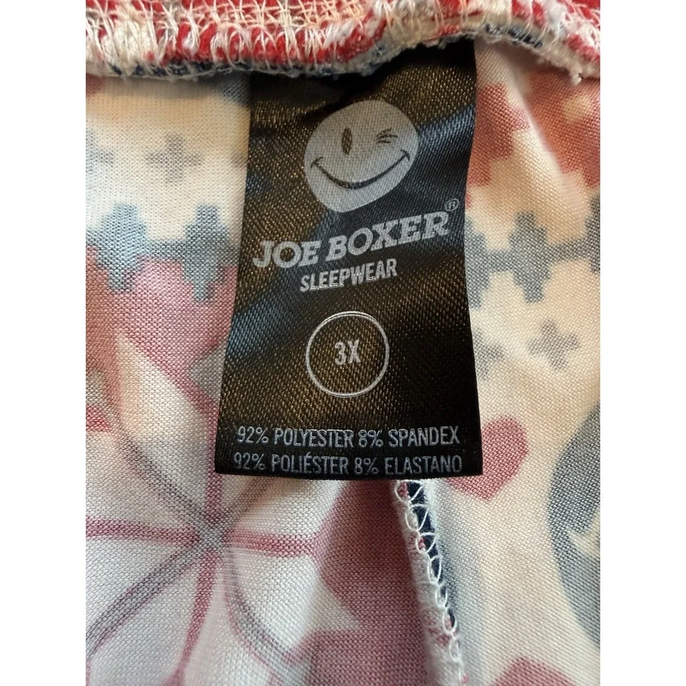 Joe Boxer 3X Christmas Fair Isle Smiley Pajama Set Red/White/Blue